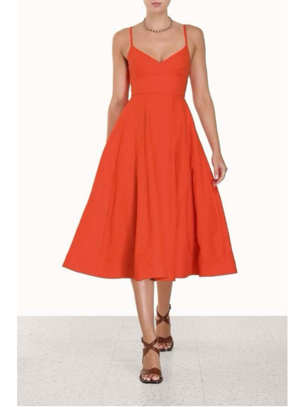 ZIMMERMANN Wonderland Picnic MIDI Dress Linen Size AU 4 US 12 Resort Vacation